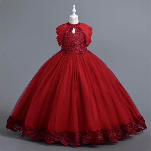 Polyester Ball Gown Girl One-piece Dress & breathable Solid PC