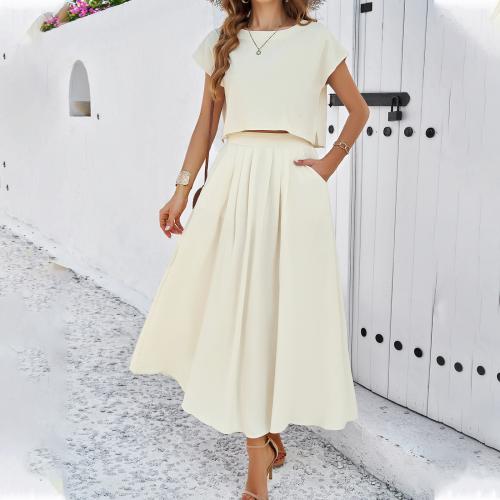 Polyester Two-Piece Dress Set & two piece & loose Solid Set