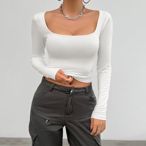 Modal Women Long Sleeve T-shirt midriff-baring & flexible Solid PC