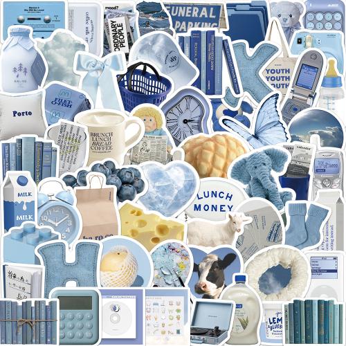 PVC Rubber DIY Decorative Sticker Cute & waterproof mixed pattern blue Bag