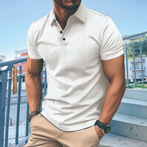 ポリアミド & 綿 メンズ半袖Tシャツ ジャカード 単色 選択のためのより多くの色 一つ