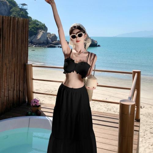 Chiffon Two-Piece Dress Set backless & two piece & off shoulder Solid Set