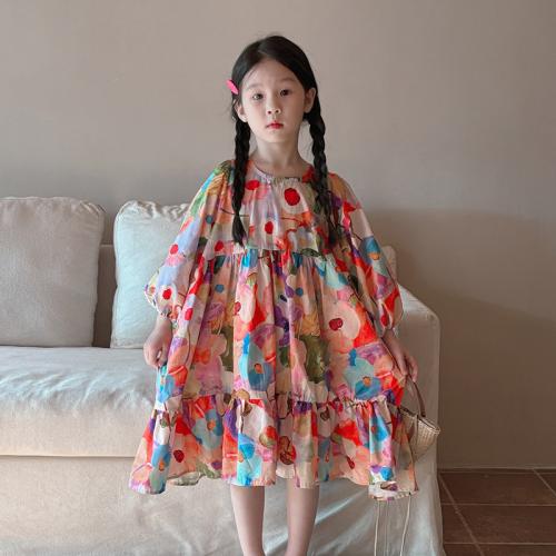 Katoen Meisje Eendelige jurk Afgedrukt Bloemen meer kleuren naar keuze stuk