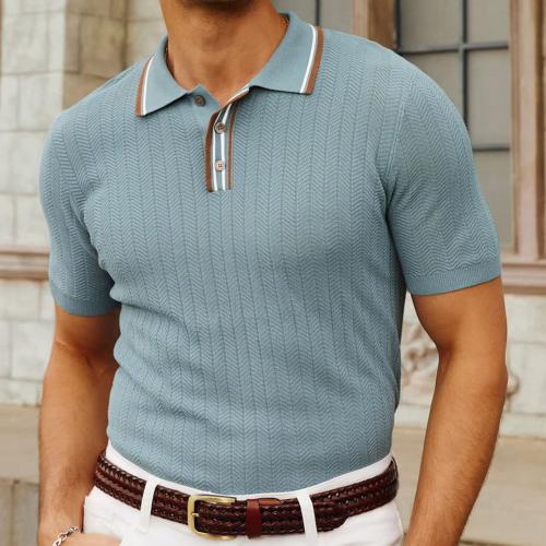 Viscose Polo Shirt Striped meer kleuren naar keuze stuk