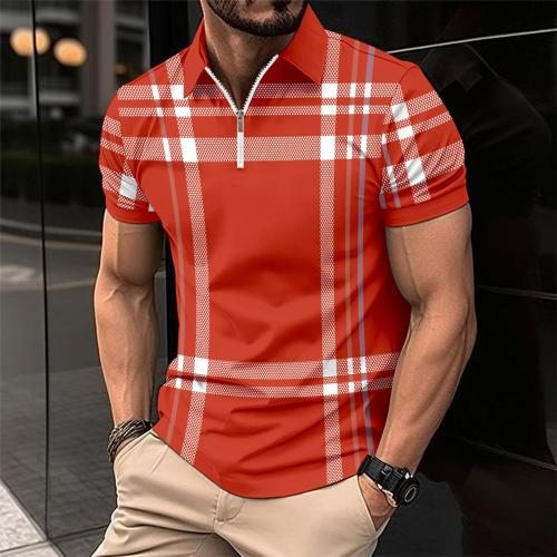 Polyester & Baumwolle Poloshirt, Gedruckt, Plaid, mehr Farben zur Auswahl,  Stück