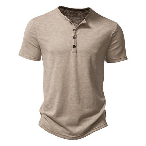 Cotton & Bamboo Fiber Men Short Sleeve T-Shirt patchwork Solid PC