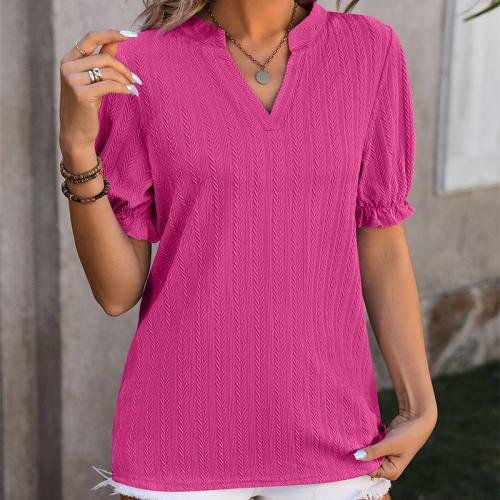 スパンデックス & ポリエステル 女性半袖Tシャツ パッチワーク 選択のためのより多くの色 一つ