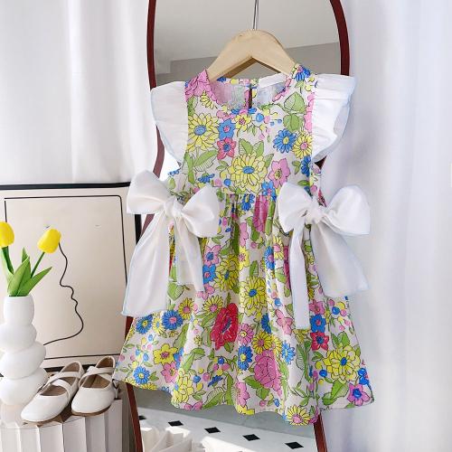 Cotton Girl One-piece Dress & loose & breathable printed floral multi-colored PC