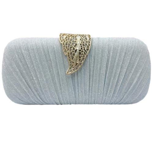 Polyester hard-surface & Easy Matching Clutch Bag leaf pattern silver PC