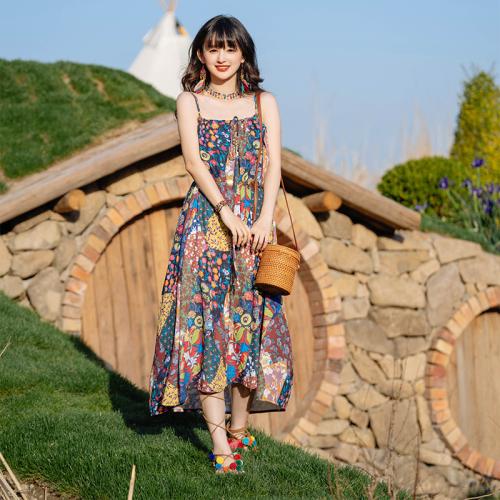 Polyester Slim Slip Dress printed floral multi-colored : PC