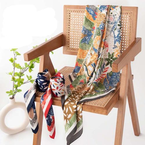 Polyester Easy Matching Square Scarf printed floral PC