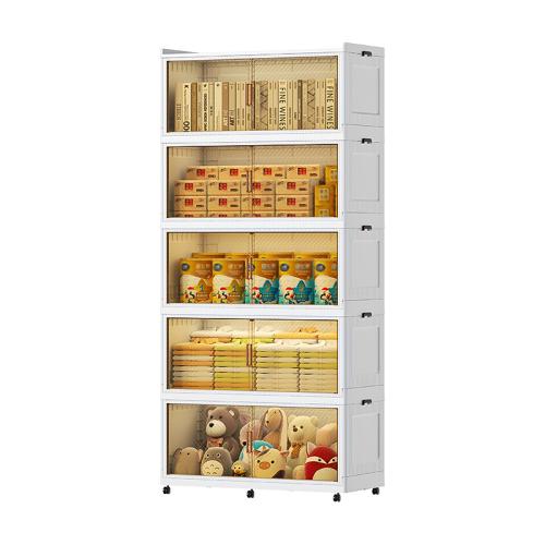 Polypropylene-PP foldable Storage Cabinet with pulley & dustproof white PC