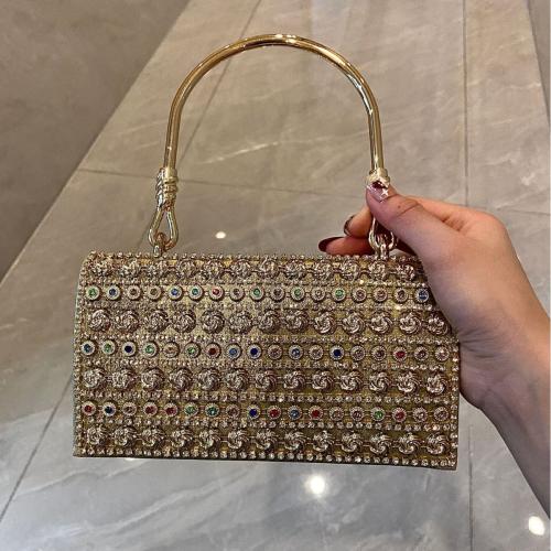 Polyester Easy Matching Clutch Bag with rhinestone gold PC