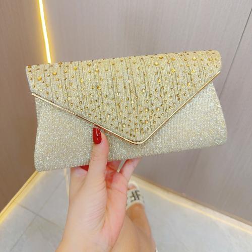 Polyester Envelope & Easy Matching Clutch Bag with rhinestone gold PC
