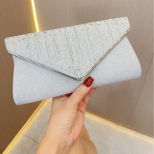 Polyester Envelope & Easy Matching Clutch Bag with rhinestone silver PC