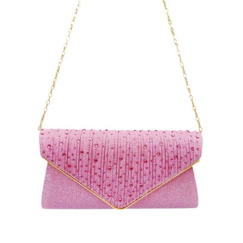 Polyester Envelope & Easy Matching Clutch Bag with rhinestone pink PC