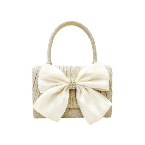 Polyester Easy Matching Clutch Bag with rhinestone bowknot pattern gold PC
