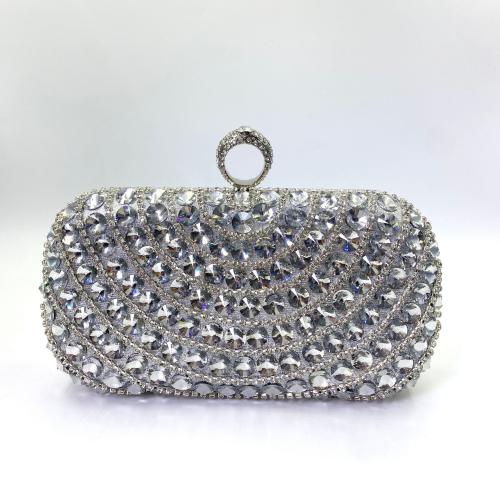 PVC & Polyester Easy Matching Clutch Bag with rhinestone silver PC