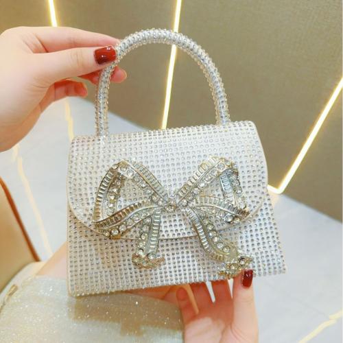 Satin Easy Matching Clutch Bag with rhinestone bowknot pattern PC