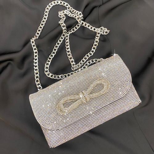 PU Leather Easy Matching Clutch Bag with rhinestone bowknot pattern black PC