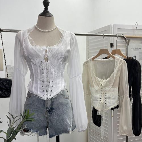 Gaas & Polyester Vrouwen lange mouwen blouses Solide meer kleuren naar keuze : stuk