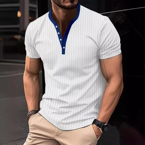 Polyester & Coton T-shirt homme à manches courtes Rayé plus de couleurs pour le choix pièce