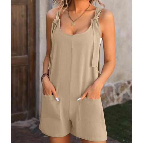 Rayon & Linen Women Romper & with pocket Solid PC