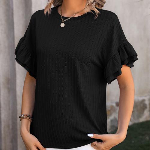 Spandex & Polyester Frauen Kurzarm T-Shirts, Solide, mehr Farben zur Auswahl,  Stück