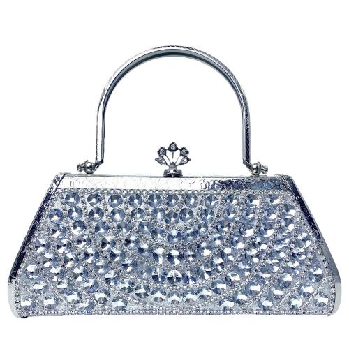 Polyester Easy Matching Clutch Bag with rhinestone silver PC