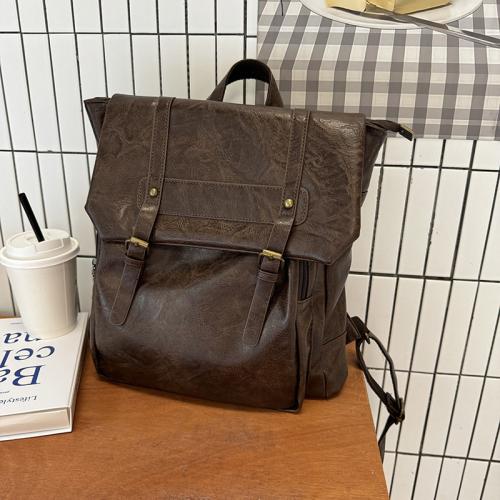 PU Leather Easy Matching Backpack large capacity coffee PC