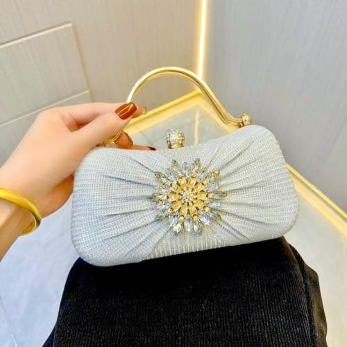 Polyester Easy Matching Clutch Bag with rhinestone flower shape PC