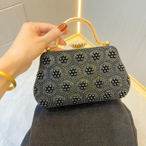 Plastic Pearl & Polyester Easy Matching Clutch Bag with rhinestone PC