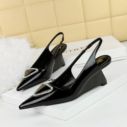 Patent Leather & PU Leather slipsole High-Heeled Shoes pointed toe Solid Pair