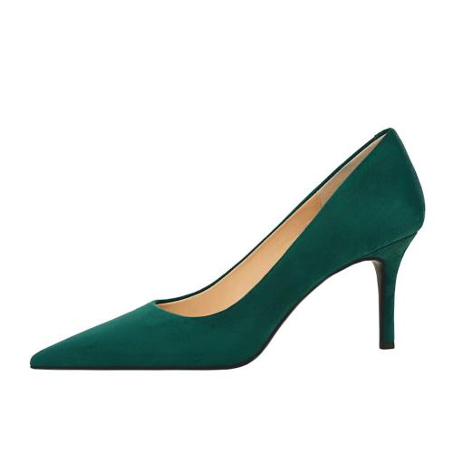 Suede High-Heeled Shoes pointed toe & anti-skidding Solid Pair