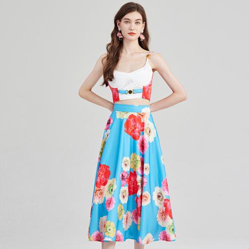 Acryl Zweiteiliges Kleid Set, Gedruckt, Floral, mehr Farben zur Auswahl,  Festgelegt