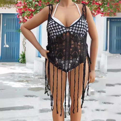 Polyester Plus Size Swimming Cover Ups & loose & hollow black PC
