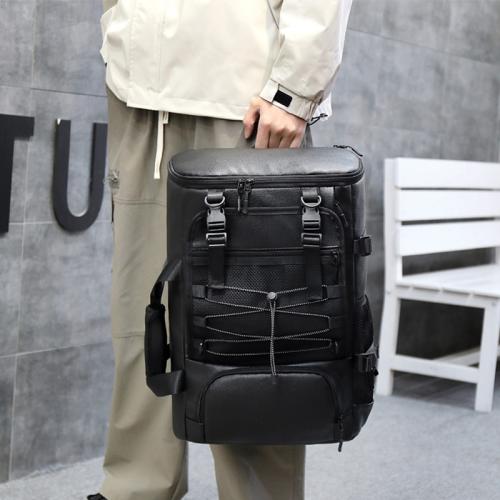 PU Leather Multifunction Backpack large capacity & hardwearing & waterproof Polyester Solid PC