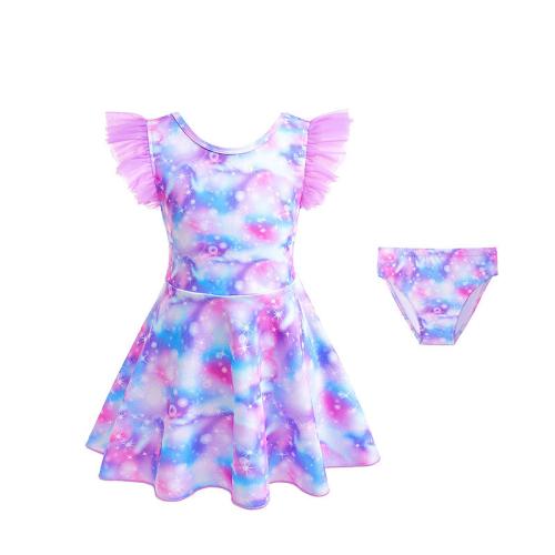 Polyester Girl Kids Two-piece Swimsuit Set