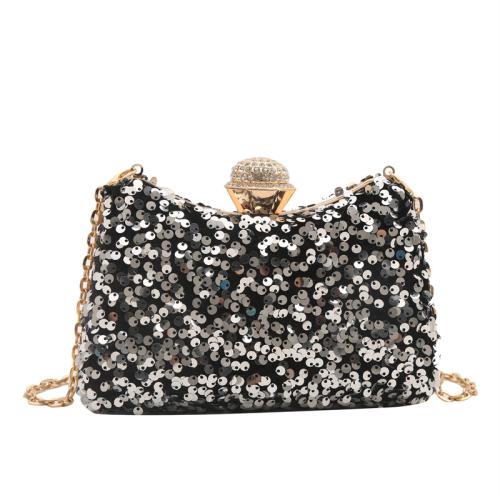 Sequin & Polyester Easy Matching Clutch Bag with chain & with rhinestone PC