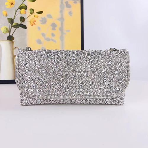 PU Leather Easy Matching Clutch Bag with rhinestone silver PC