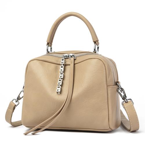 PU Leather Handbag with hanging ornament & large capacity & attached with hanging strap Solid PC