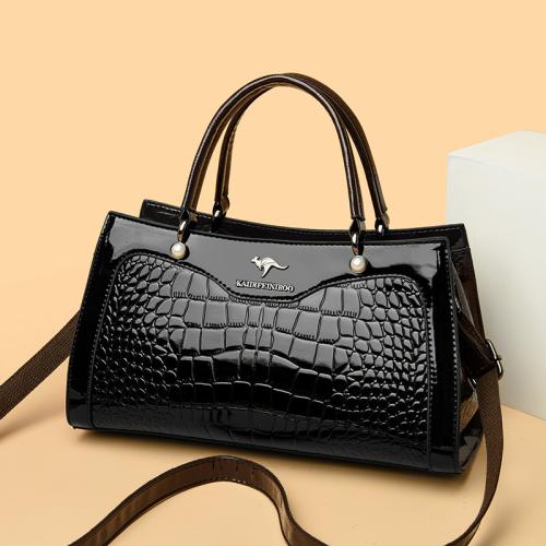 PU Leather hard-surface & Concise Handbag attached with hanging strap crocodile grain PC