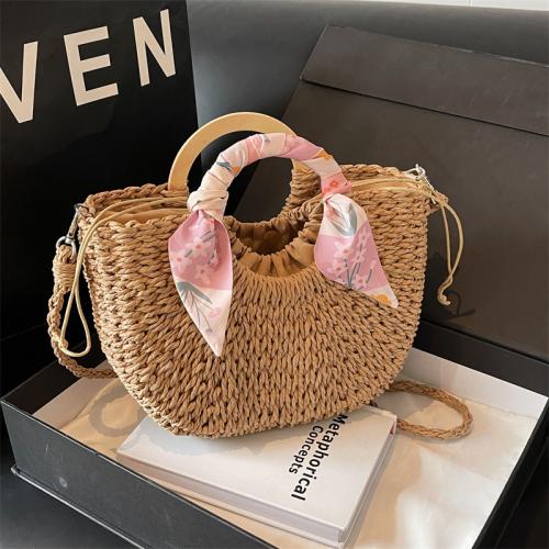 Straw hard-surface & Easy Matching Handbag attached with hanging strap Solid PC