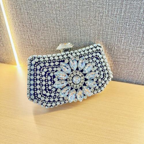 Polyester Easy Matching Clutch Bag with rhinestone floral PC