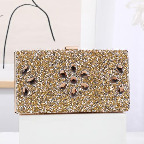 Polyester hard-surface & Easy Matching Clutch Bag with rhinestone PC