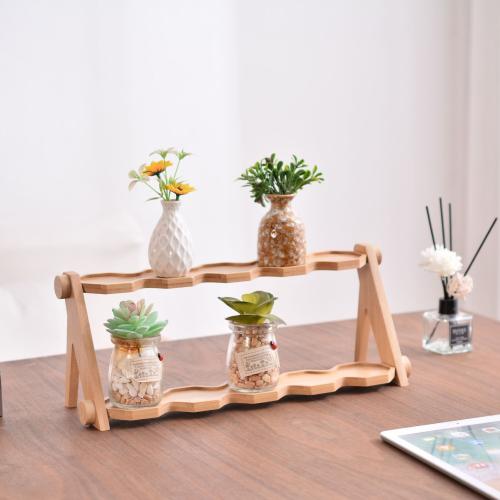 Wooden Flower Rack double layer PC