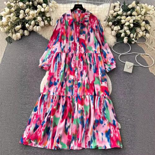 Baumwolle Einteiliges Kleid, Gedruckt, mehr Farben zur Auswahl, :,  Stück