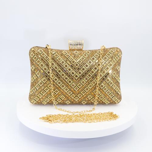 Polyester Box Bag Clutch Bag with chain & with rhinestone PC