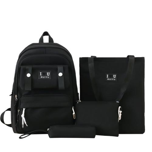 Nylon Backpack large capacity & four piece Solid Set