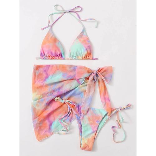 Polyester Bikini & three piece & padded printed multi-colored Set